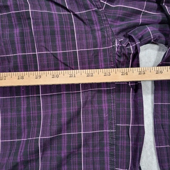 Relentless by Wrangler Long Sleeve Button Up Shirt Mens XL Purple Plaid Cool Max - Picture 7 of 9